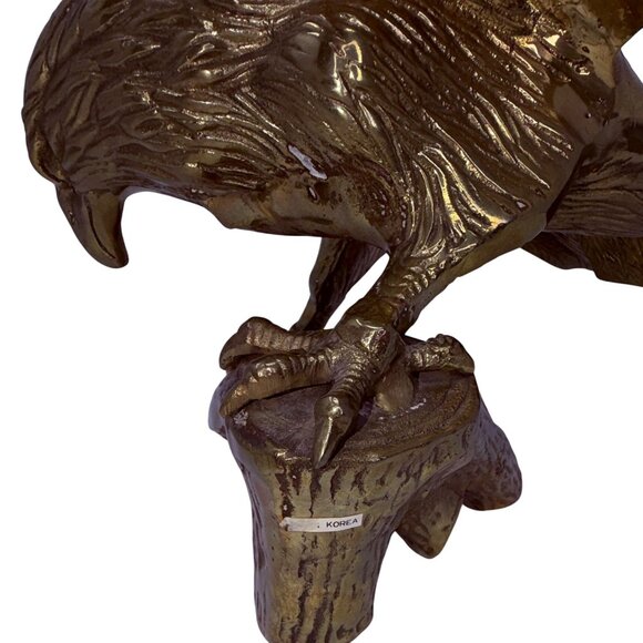 Vtg Solid Brass Eagle Sculpture 15.5" Tall Patriotic Statue Mid Century Decor - Picture 8 of 16